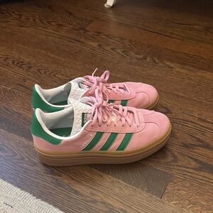Adidas Pink and Green Classic Sneakers